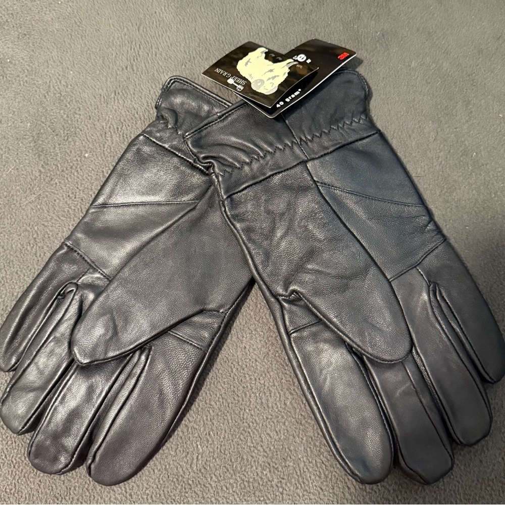 3M Thinsulate Men's Black Leather Gloves L/XL